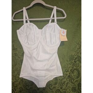 Empire Intimates Vintage White Bodysuit Corselette Shapewear Womens 42DD NWT